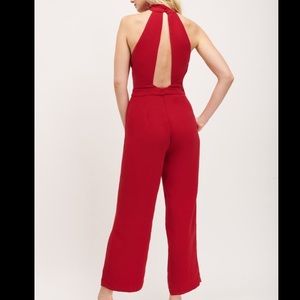 Solid Red mockneck jumpsuit